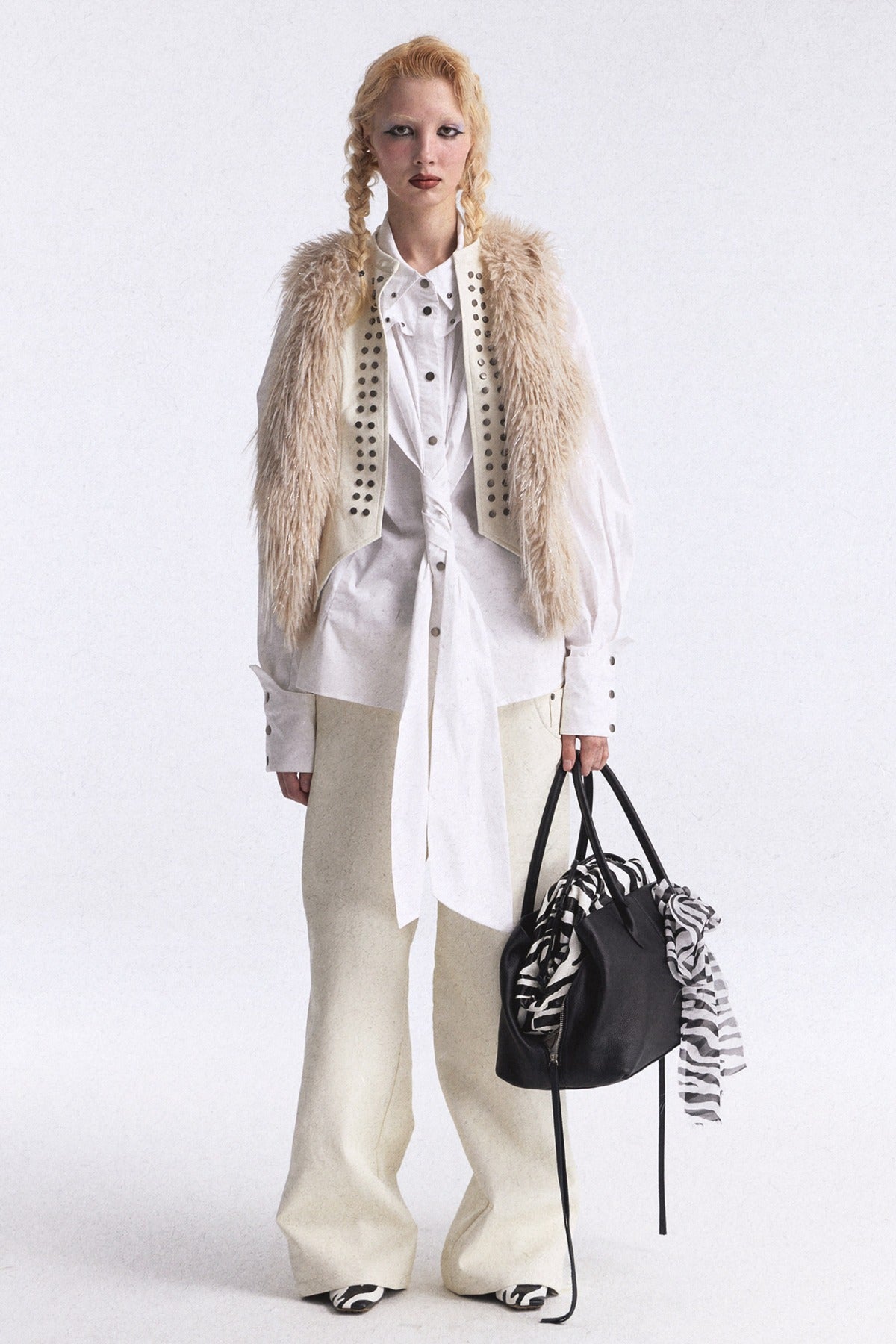 Studded Gradient Fur Vest