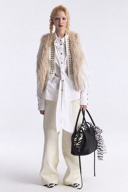 Studded Gradient Fur Vest