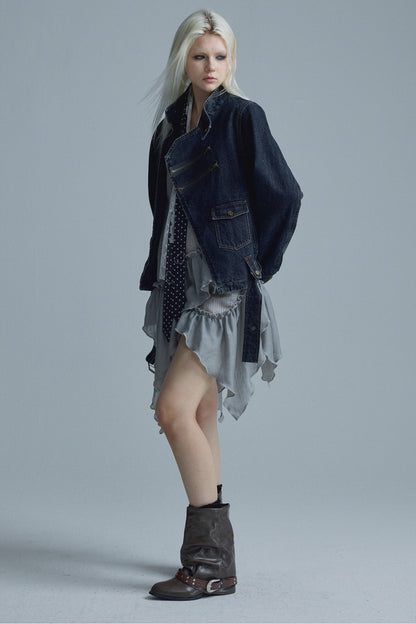 Distressed Chain Denim Jacket