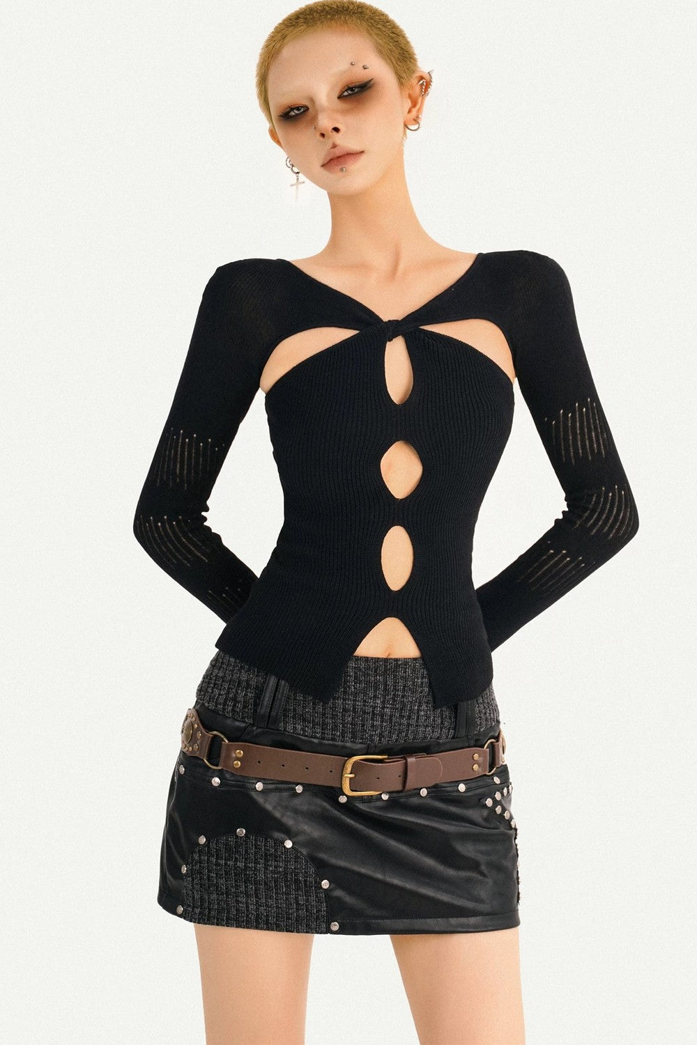 Twisted Hollow Knit Sweater