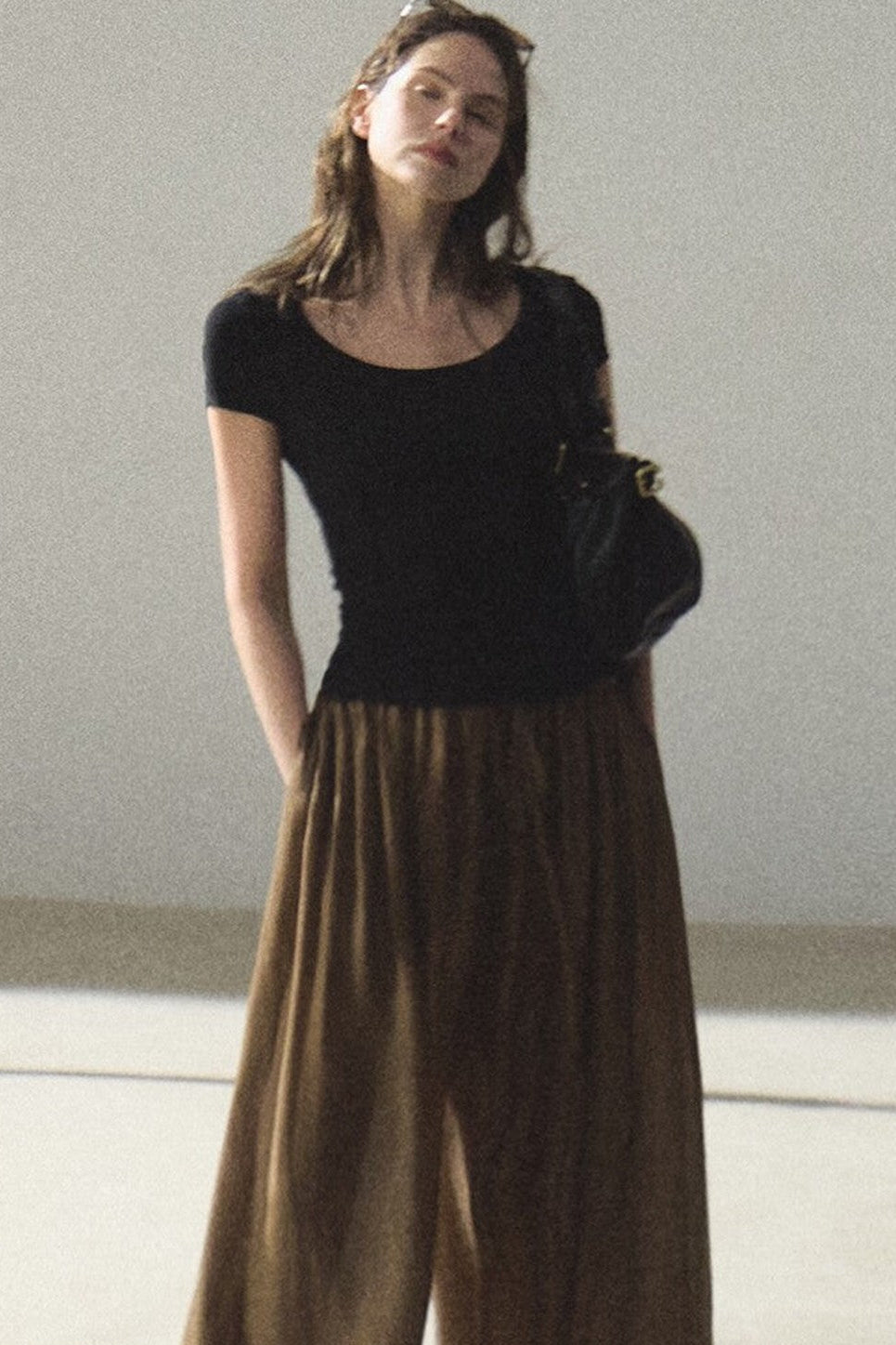 Lyocell V-Neck Short Sleeve Top