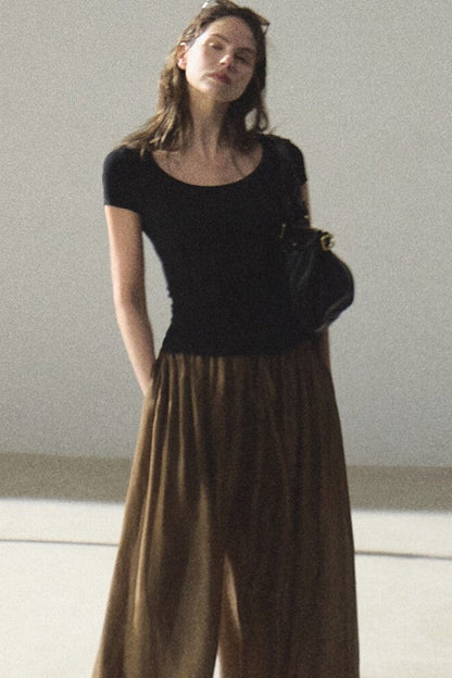 Lyocell V-Neck Short Sleeve Top