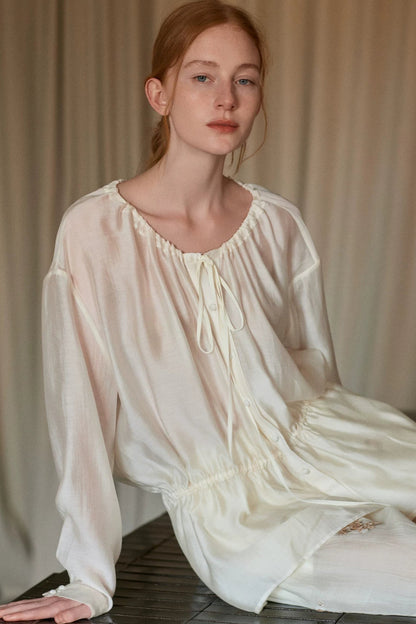 Tencel Acetate Off-White Blouse