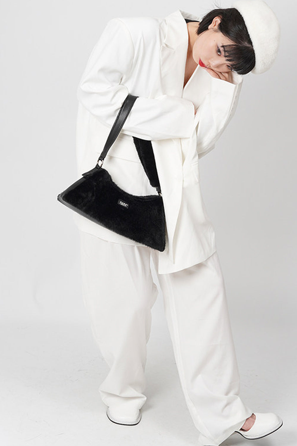 Solid Color Fur Underarm Crossbody Shoulder Bag