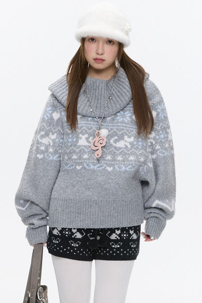 High-Waisted Snowflake Polka Dot Shorts
