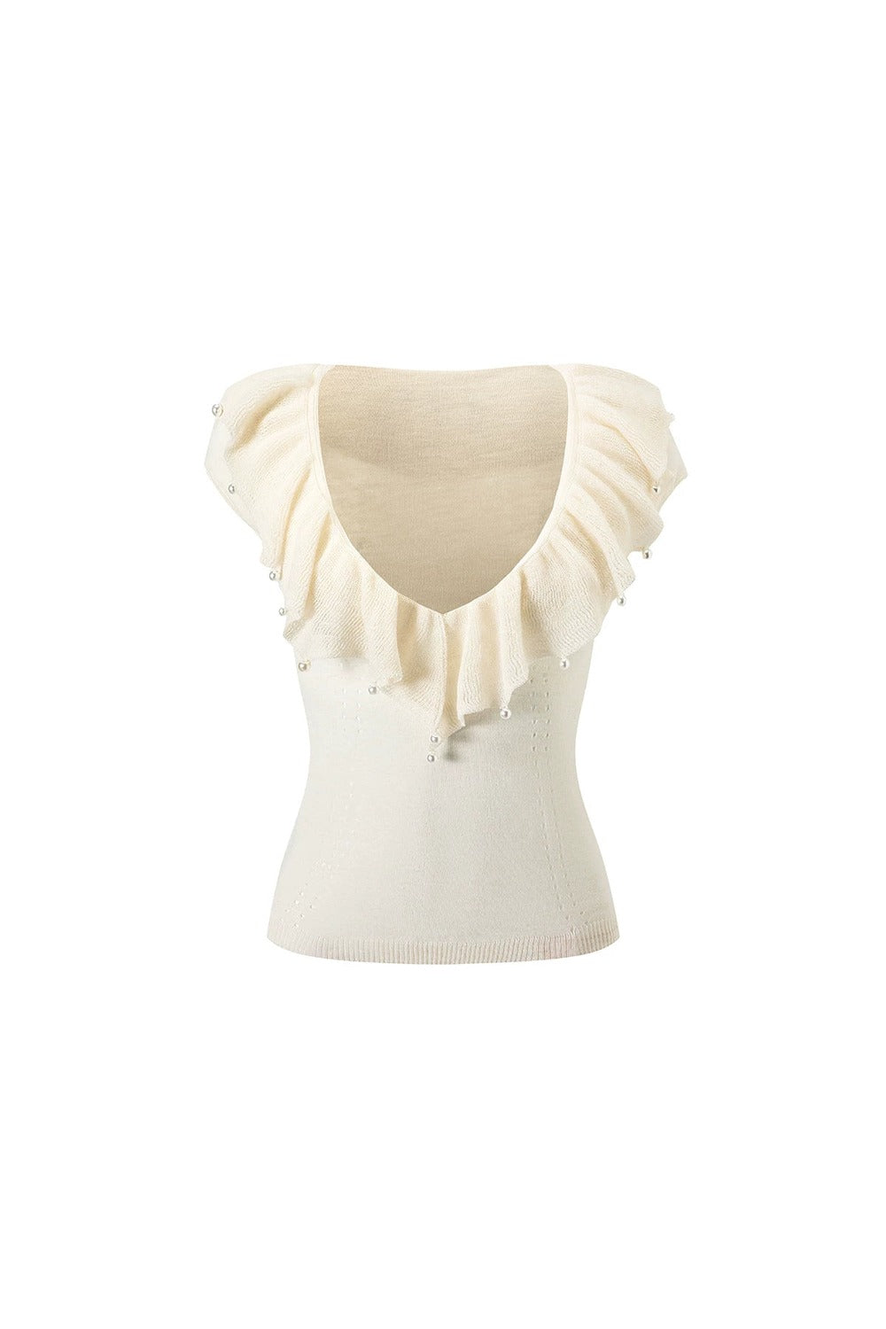 Retro Ruffle V-Neck Linen Knit Top set-Up