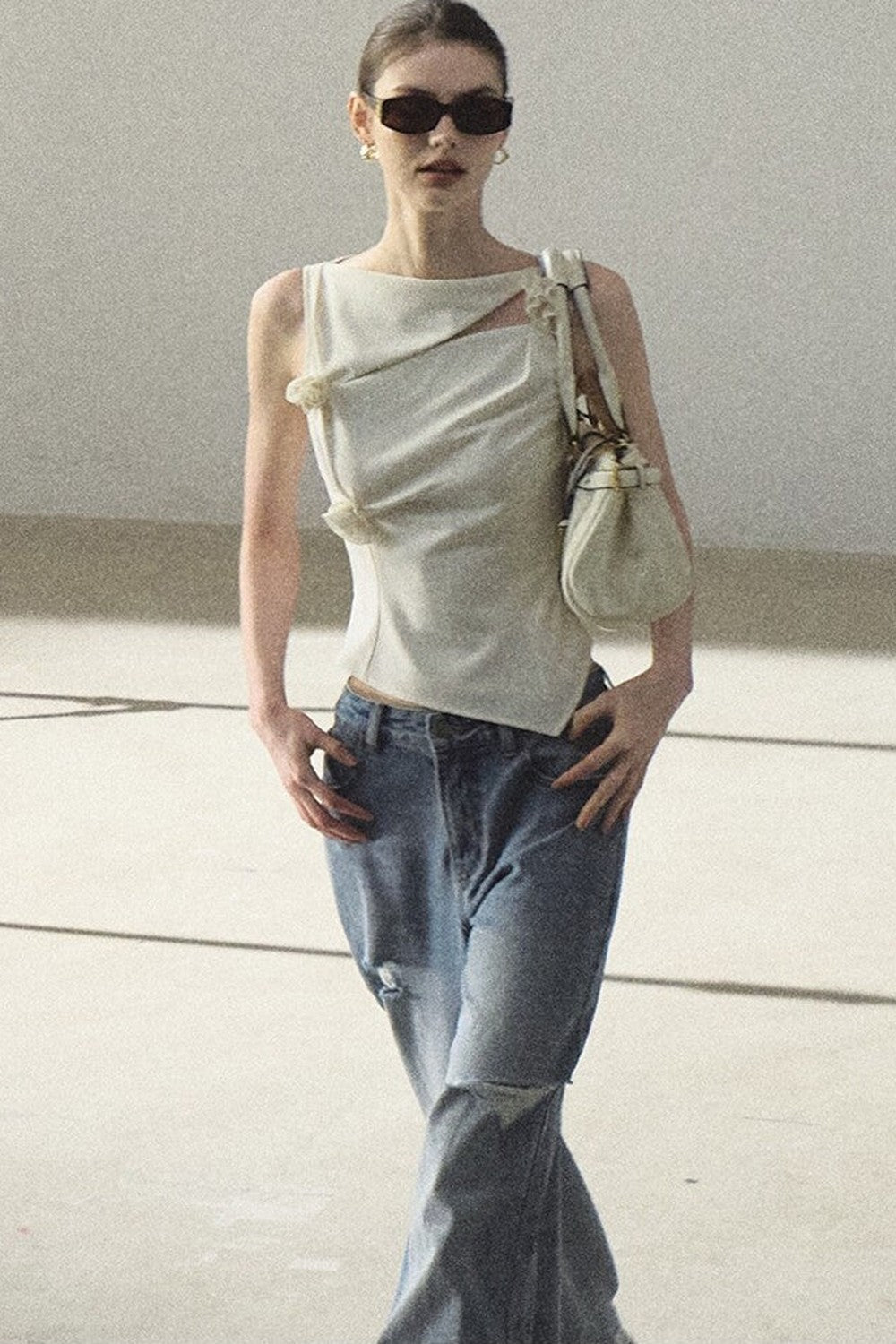One-Shoulder Lyocell Wool Camisole