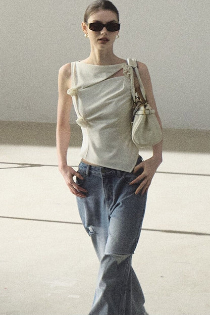 One-Shoulder Lyocell Wool Camisole