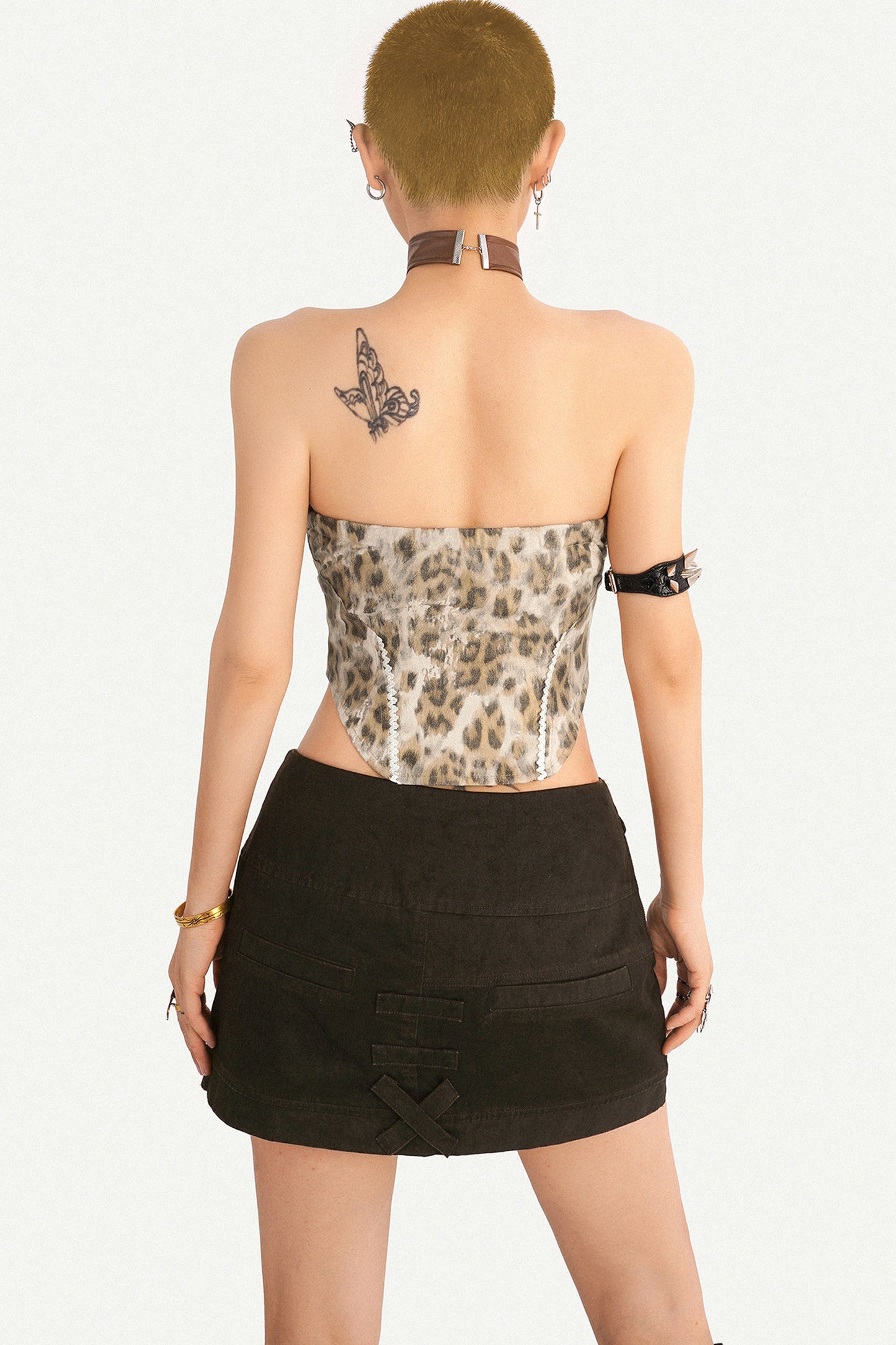 Leopard Print Patchwork Tube Top