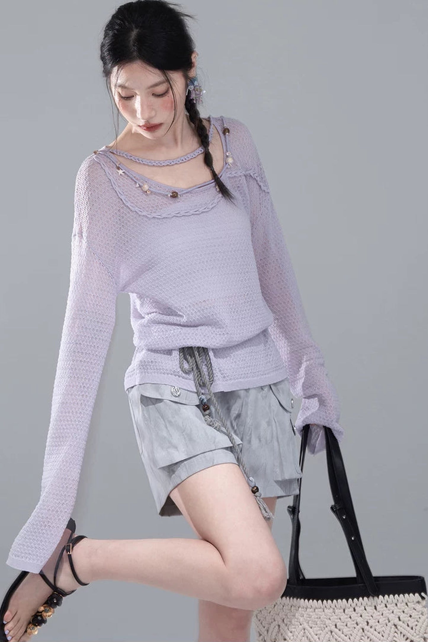 Mica Gray Gradient Shorts Set