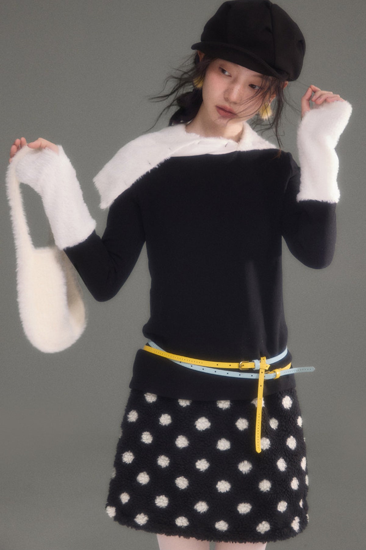 Slim Fit Plush Diagonal Lapel Knit Top