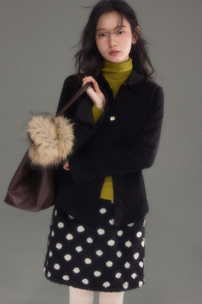 불규칙 단추 순면 코듀로이 나팔소매 셔츠