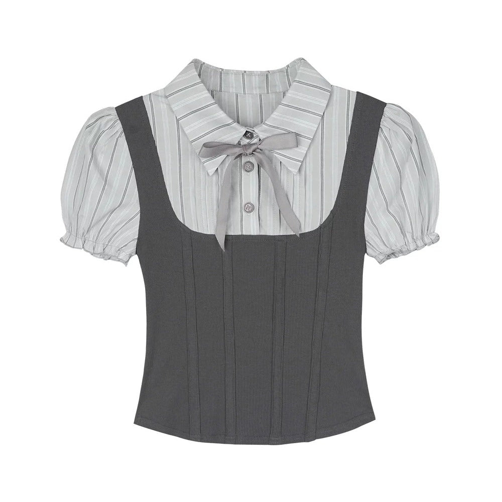Faux Fishbone Puff Sleeve Top Set-Up