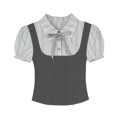Faux Fishbone Puff Sleeve Top Set-Up