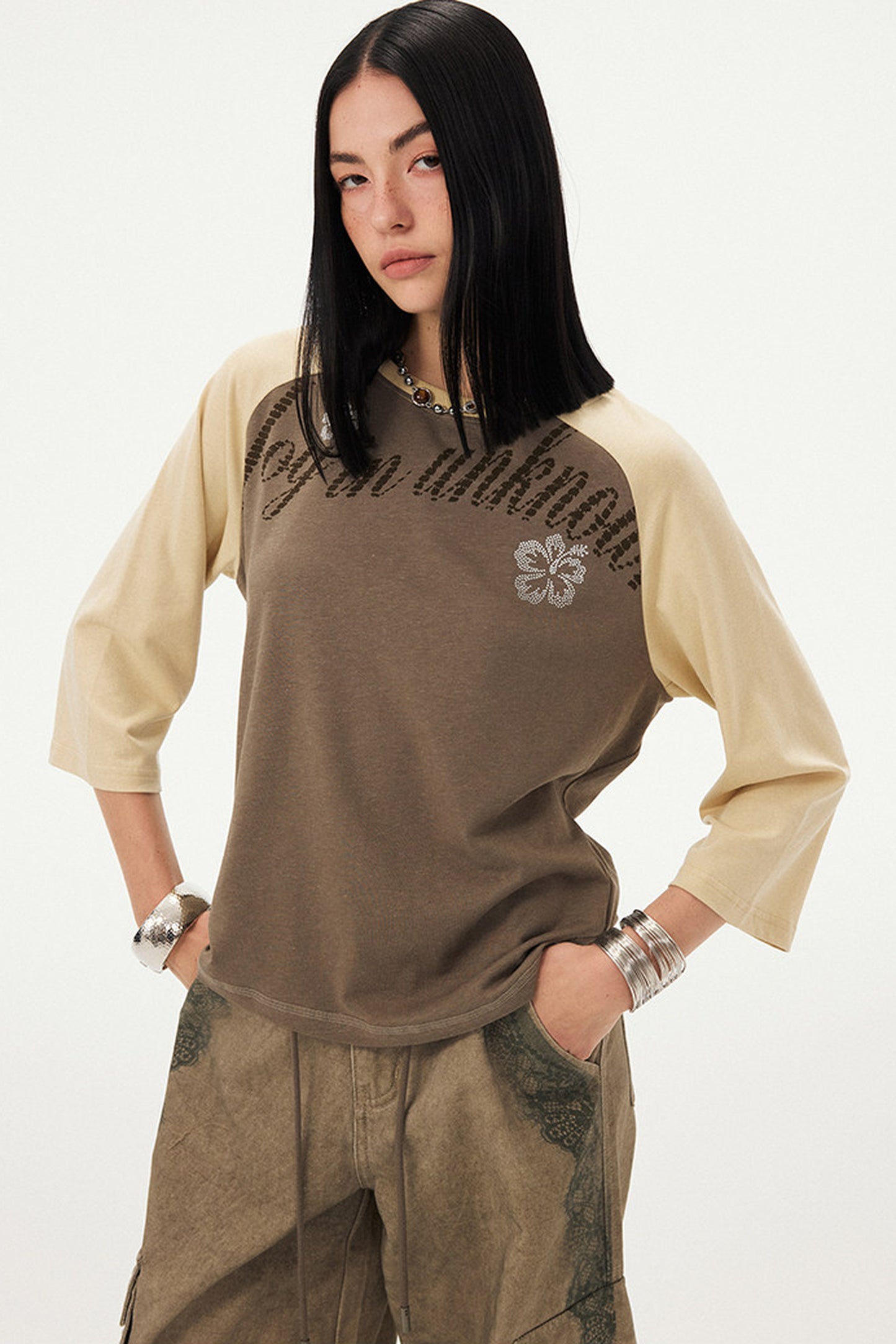 Oversized Slogan Print Raglan T-Shirt