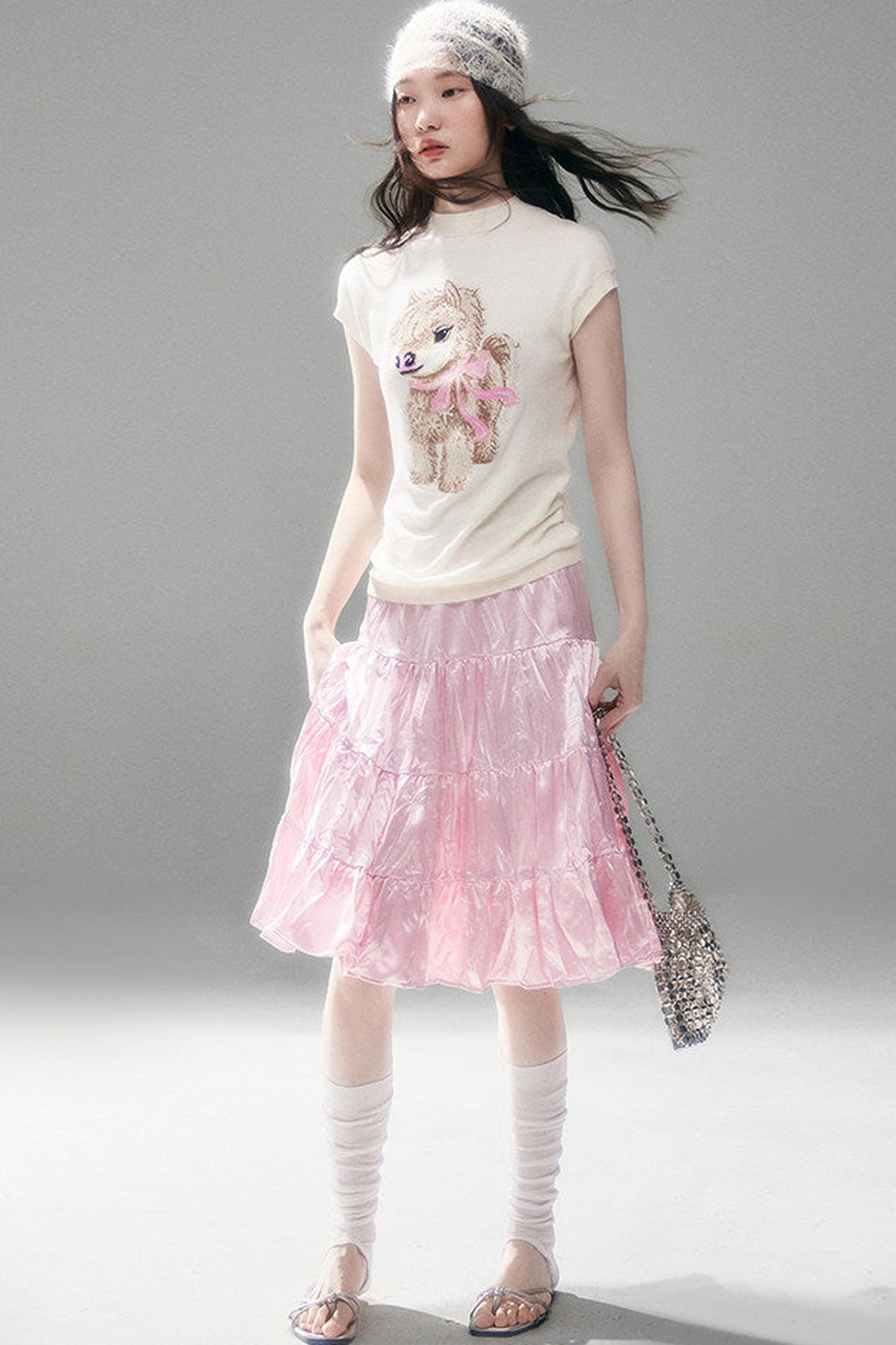 Bow-Tie Jacquard Cotton T-Shirt Set-Up