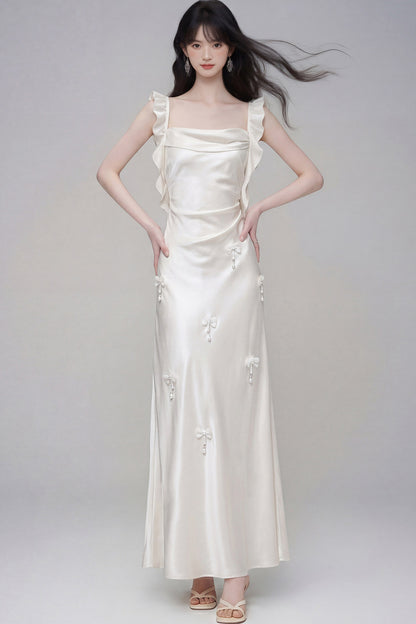 Gardenia White Satin Dress