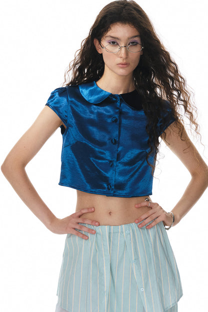 Royal Blue Glossy Blouse