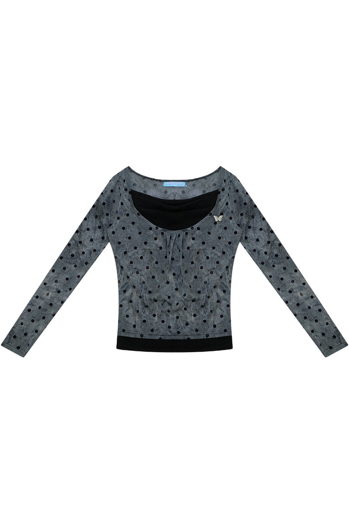 Gray Polka Dot Knit Top