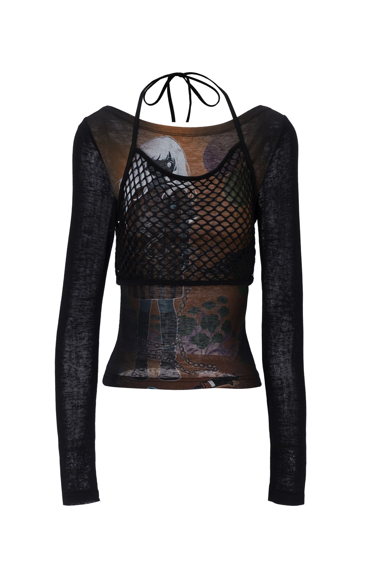 Balloon Portrait Mesh Patchwork T-shirt