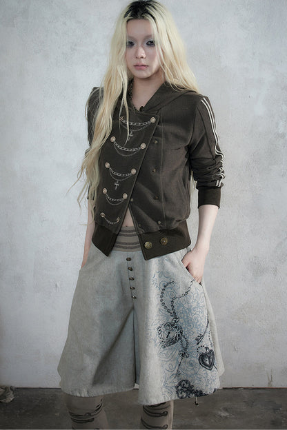Punk Print Layered-Look Skirt
