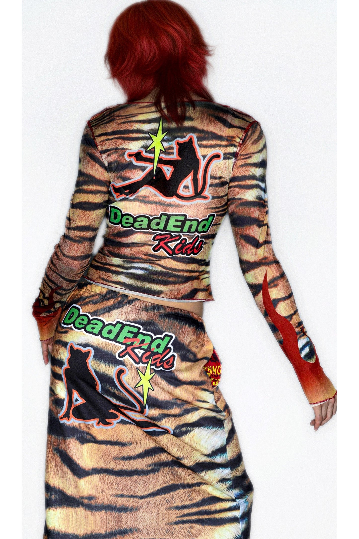 Y2K Graphic Long Sleeve Mesh Top