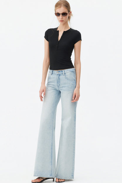 Light Blue Wide-Leg Denim Pants