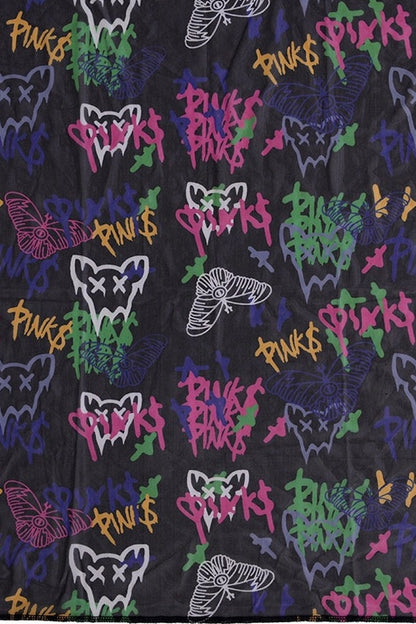 Graffiti Butterfly Cat Digital Mesh Headscarf