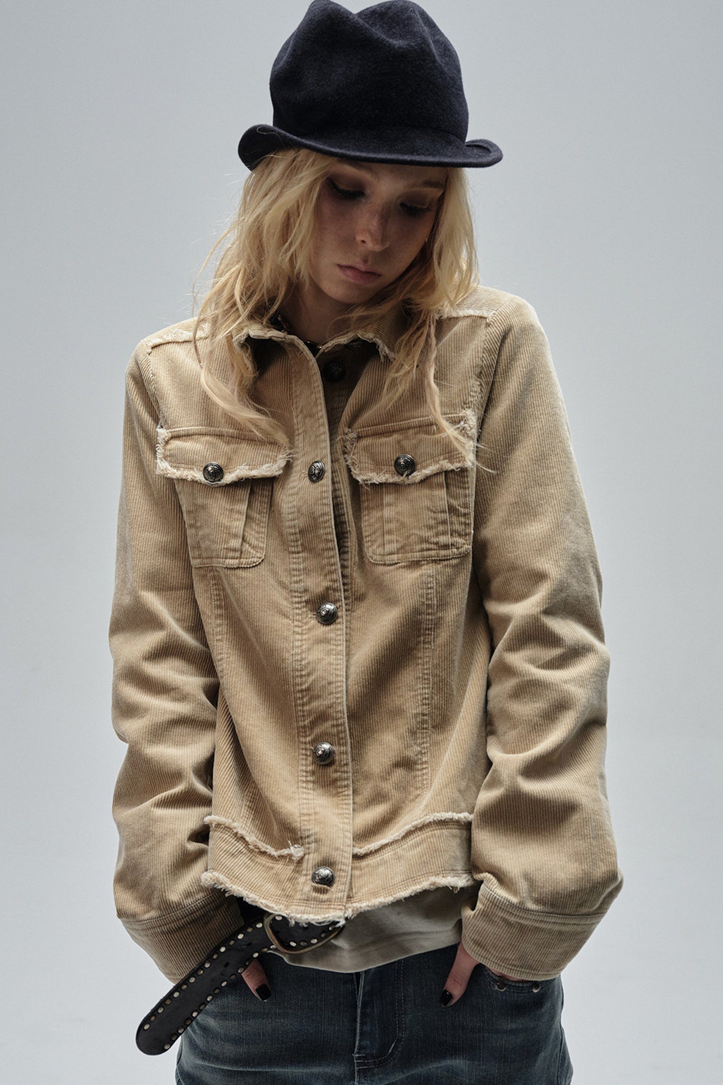 Distressed Corduroy Retro Jacket
