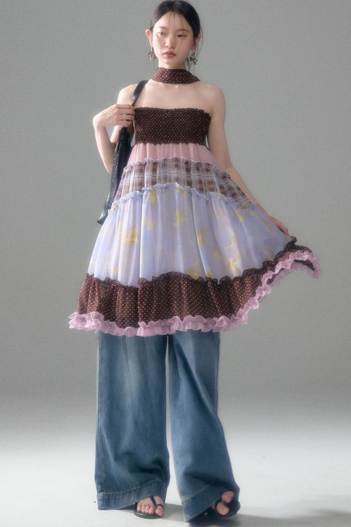 Brownie Tart Patchwork Tube Top Skirt