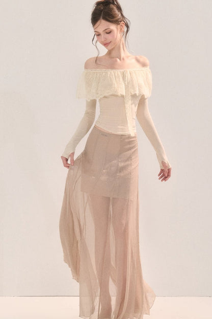 Eleganter langer Mesh-Rock