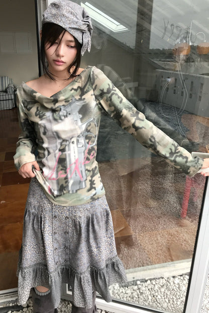 Wendbares Langarmhemd aus Camouflage-Jacquard