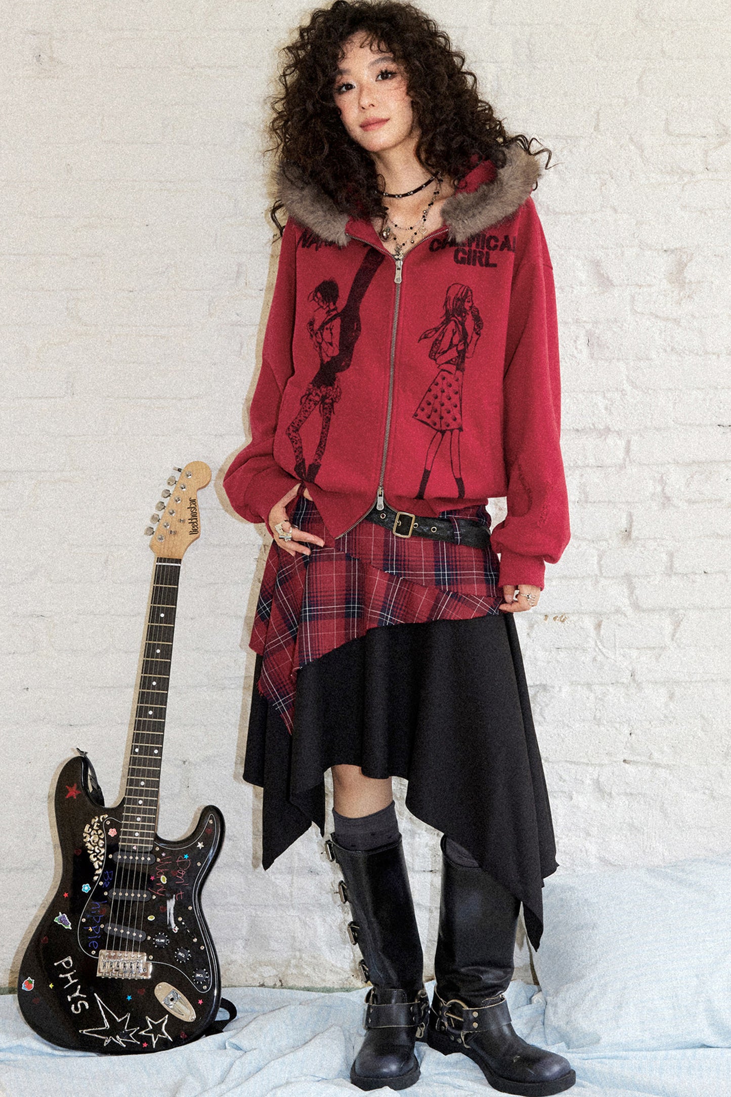 Karierter Patchwork-A-Linien-Rock