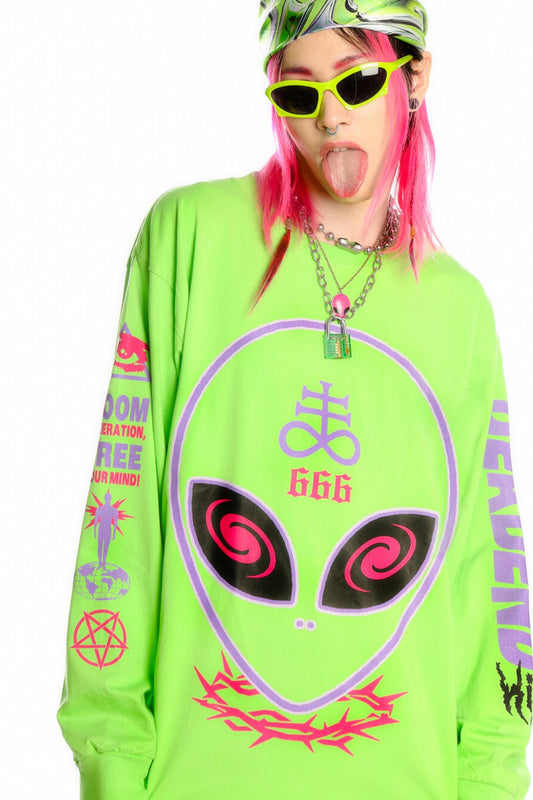 Alien Print Long Sleeve Sweatshirt