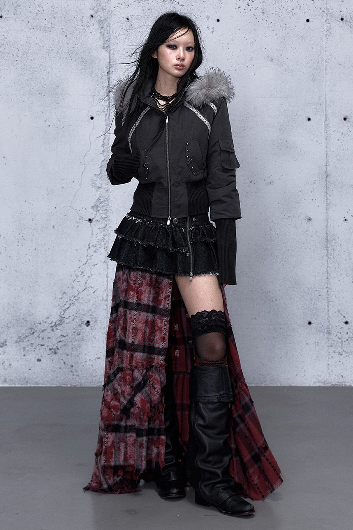 Hooded Fur Collar Parka Outer