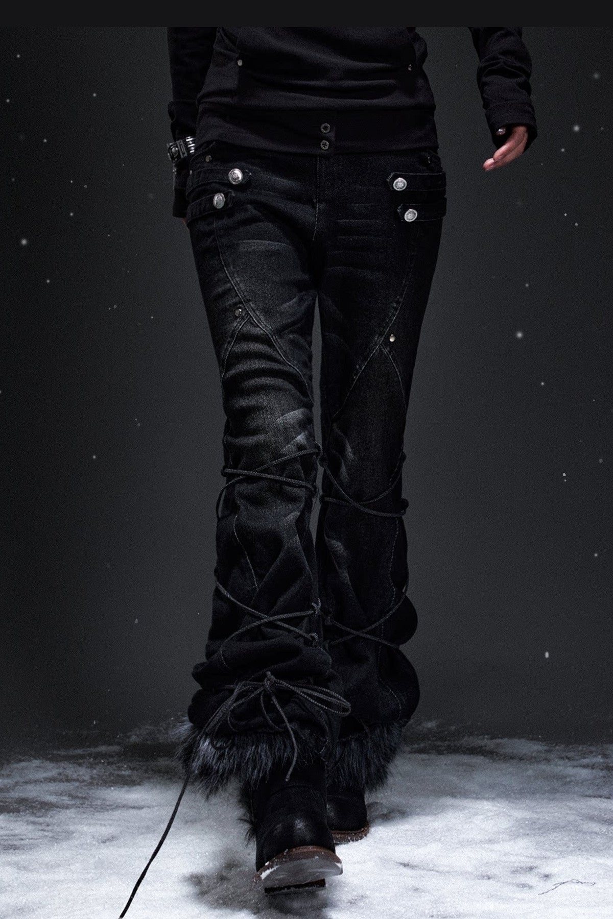 Punk Palace Lace-Up Flared Jeans