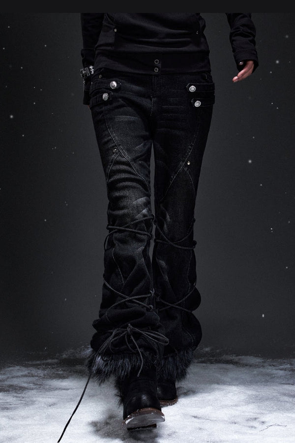Punk Palace Lace-Up Flared Jeans