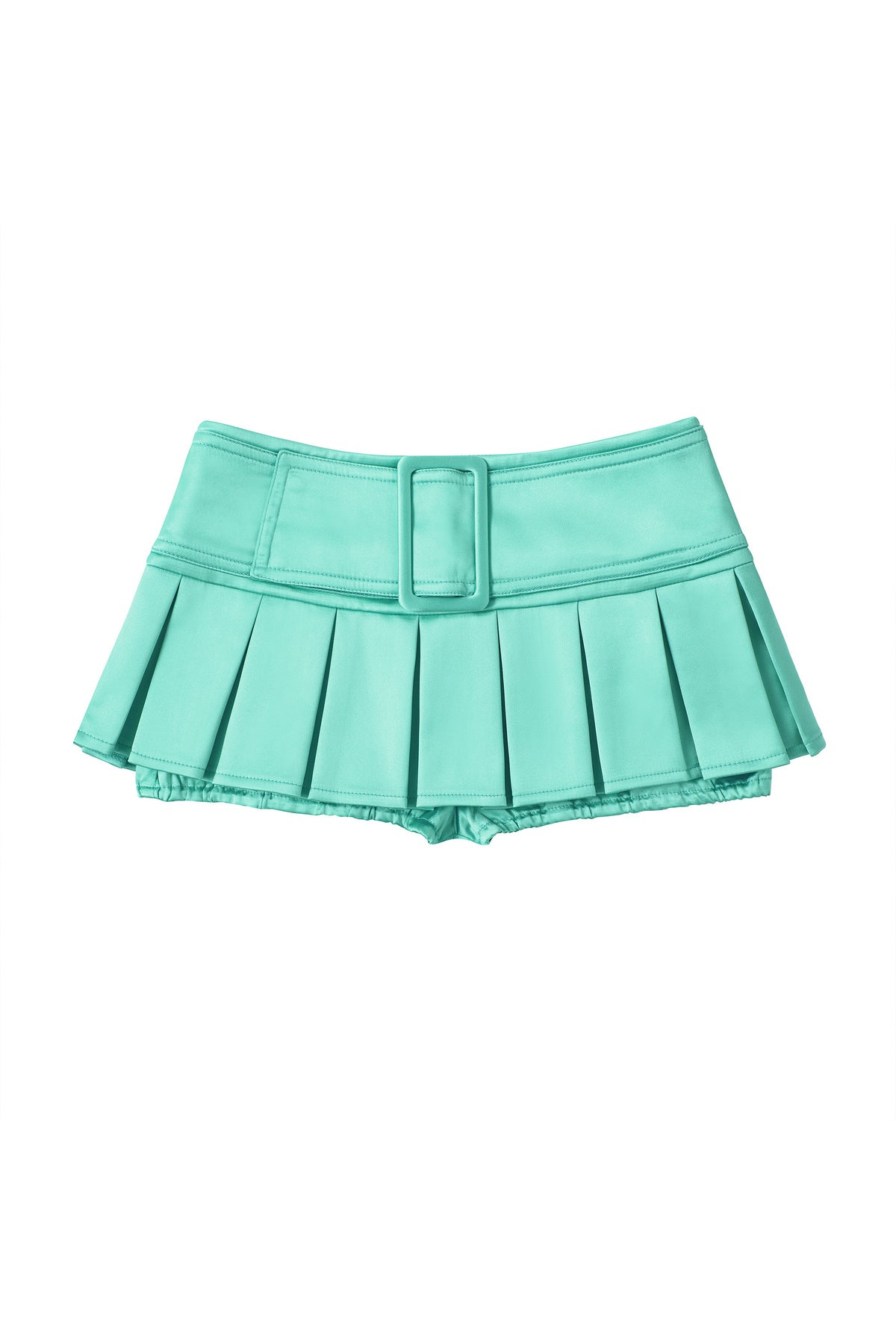 Satin Solid Color Pleated Skirt