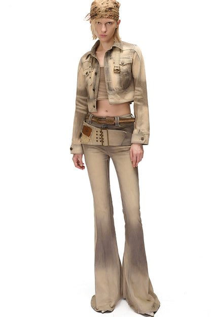 Vintage-Jeansjacke in Used-Optik, Grau