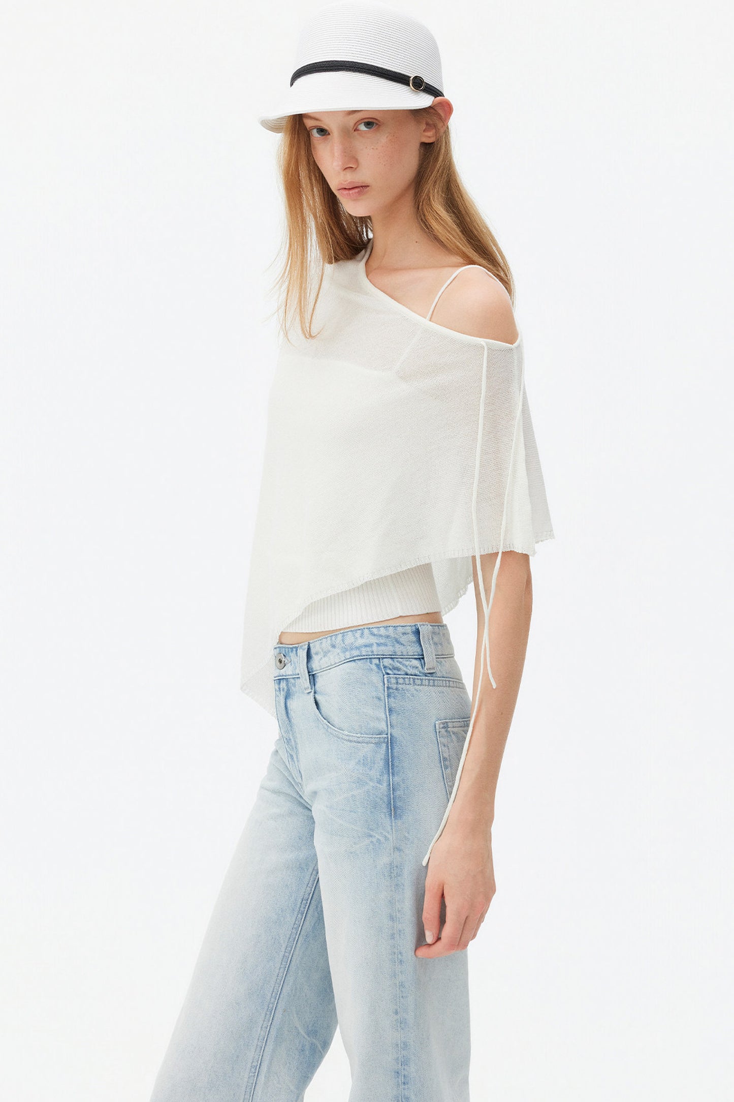 Irregular Linen Asymmetrical Cape Set-Up