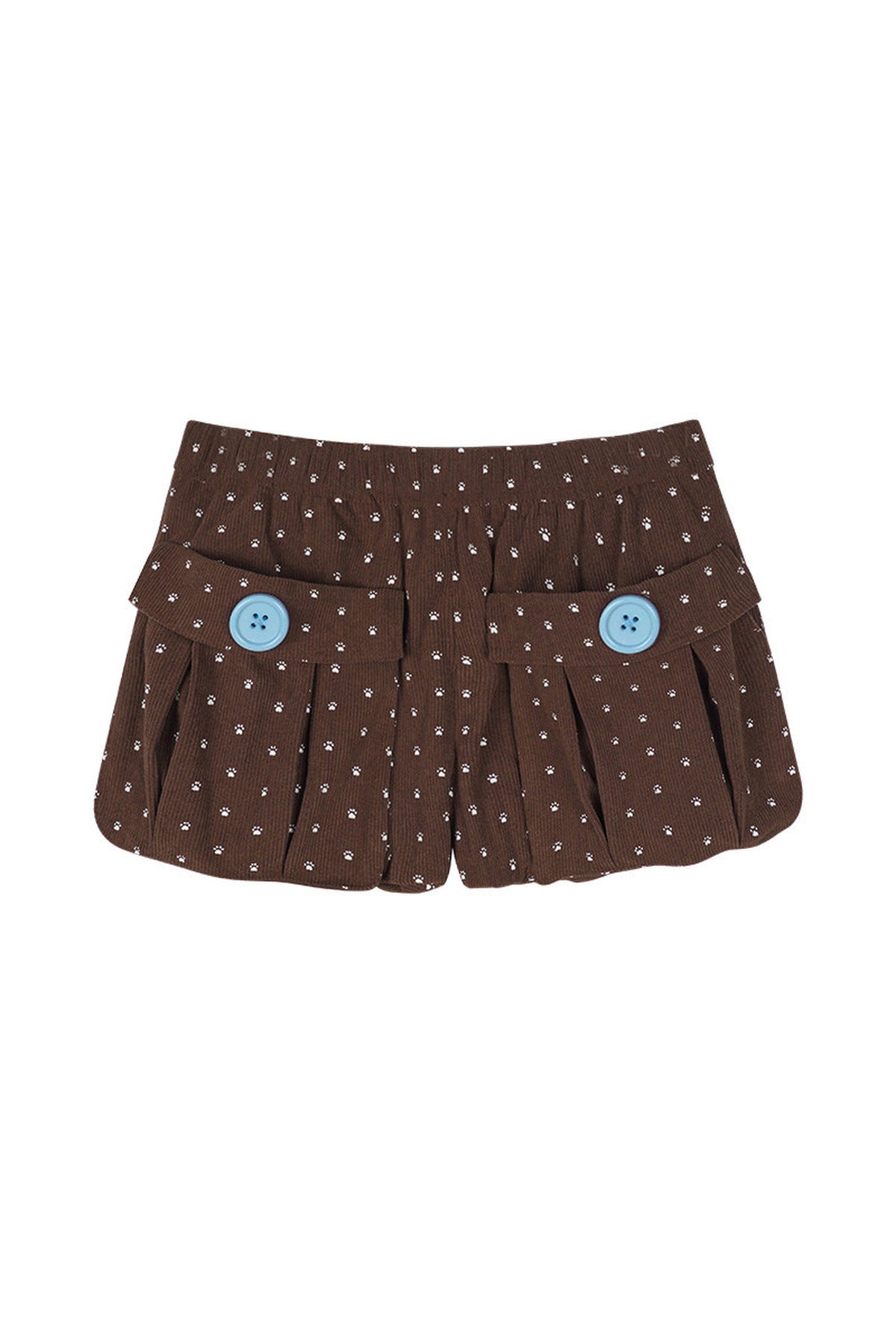 Corduroy Paw Print 3D Pocket Flower Shorts