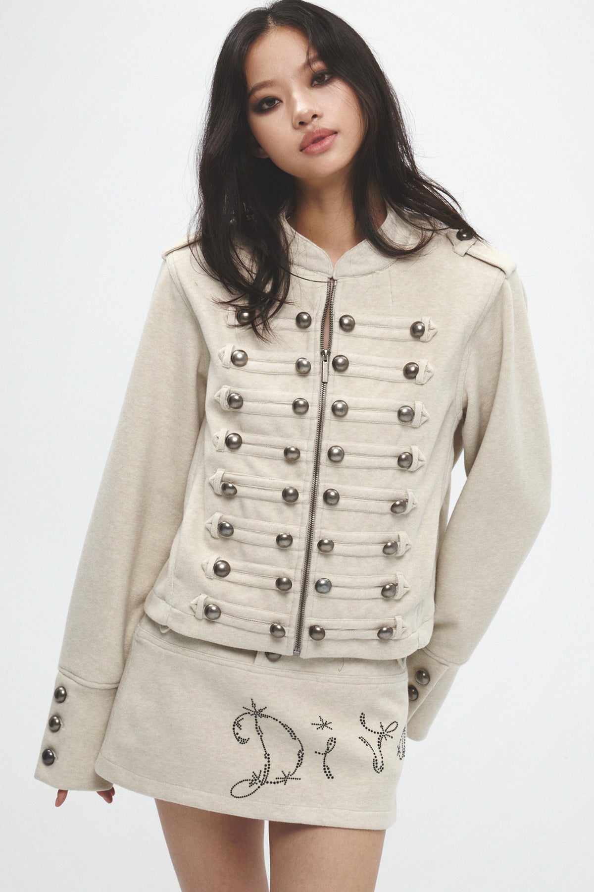 Metal Decorated Shoulder Pad Jacket Set-Up