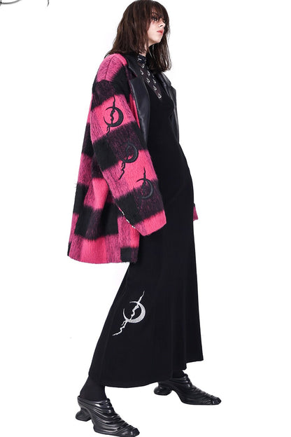 Black Pink Plaid Oversized Blazer