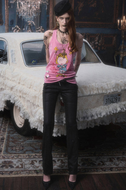 Slim-Fit Micro-Flared Leather Pants