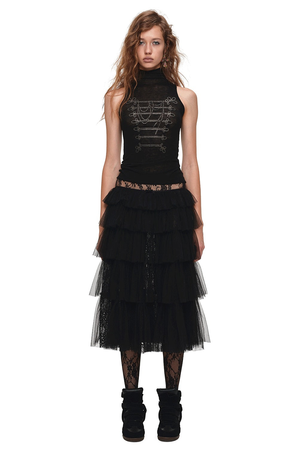 Lace Mid-Length Puffy Cake Skirt