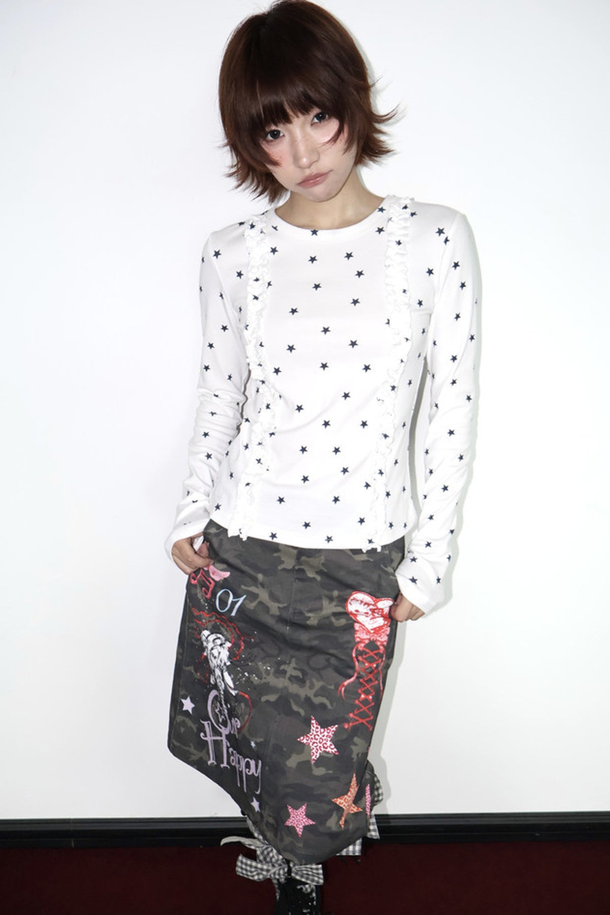Two-Tone Star Long-Sleeve Top