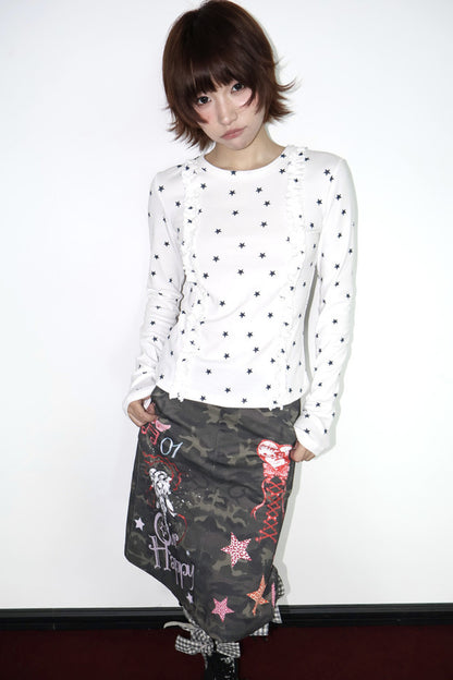 Two-Tone Star Long-Sleeve Top