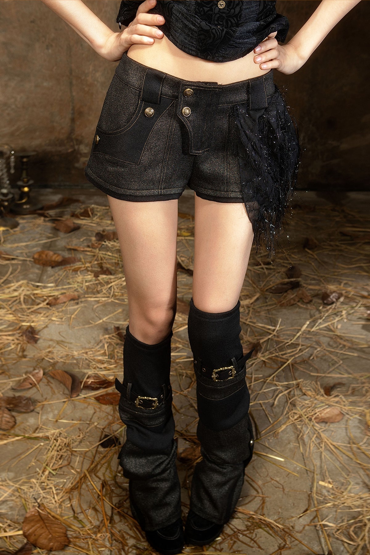 Y2K Low-Waist Leg Warmer Shorts Set-Up