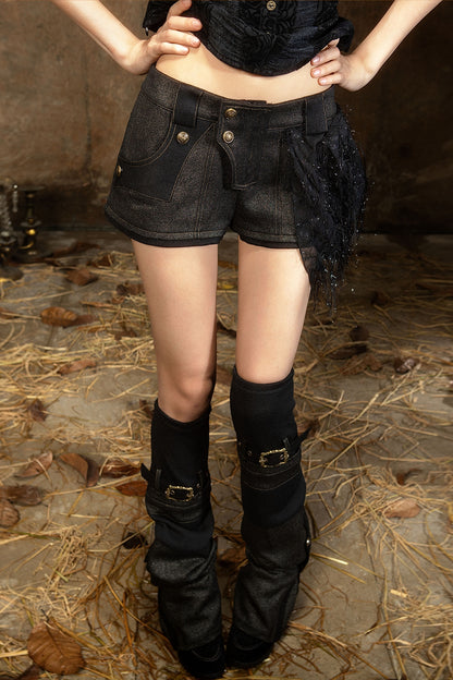 Y2K Low-Waist Leg Warmer Shorts Set-Up