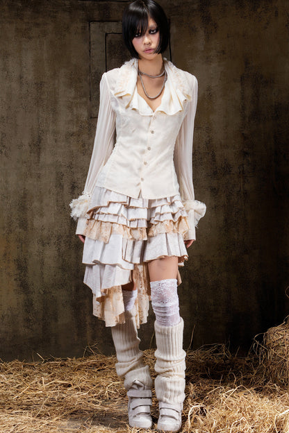 Layered Collar Chiffon Shirt